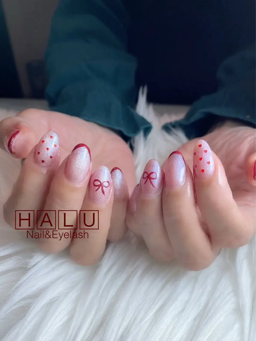 ネイル ハート リボン HALU ハルのネイルデザイン