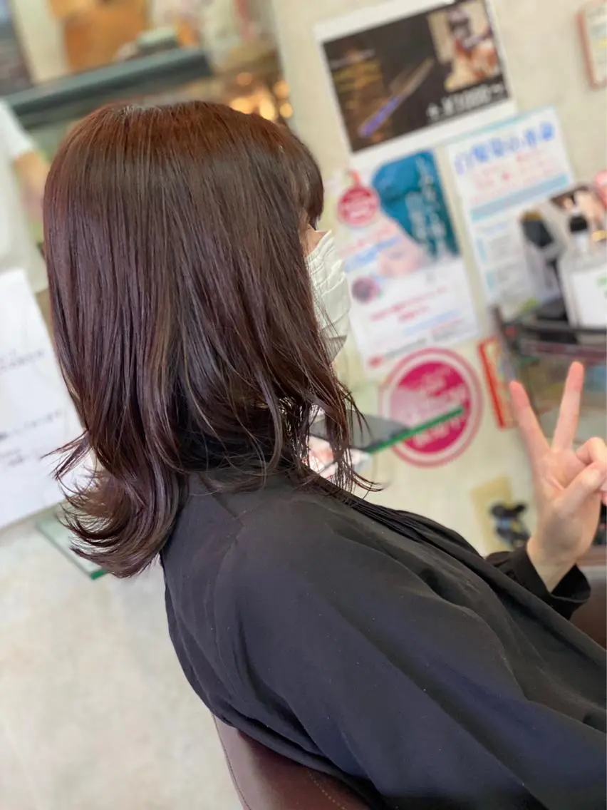 前髪カット+アルカリカラー(通常カラー)+シャンプーの写真