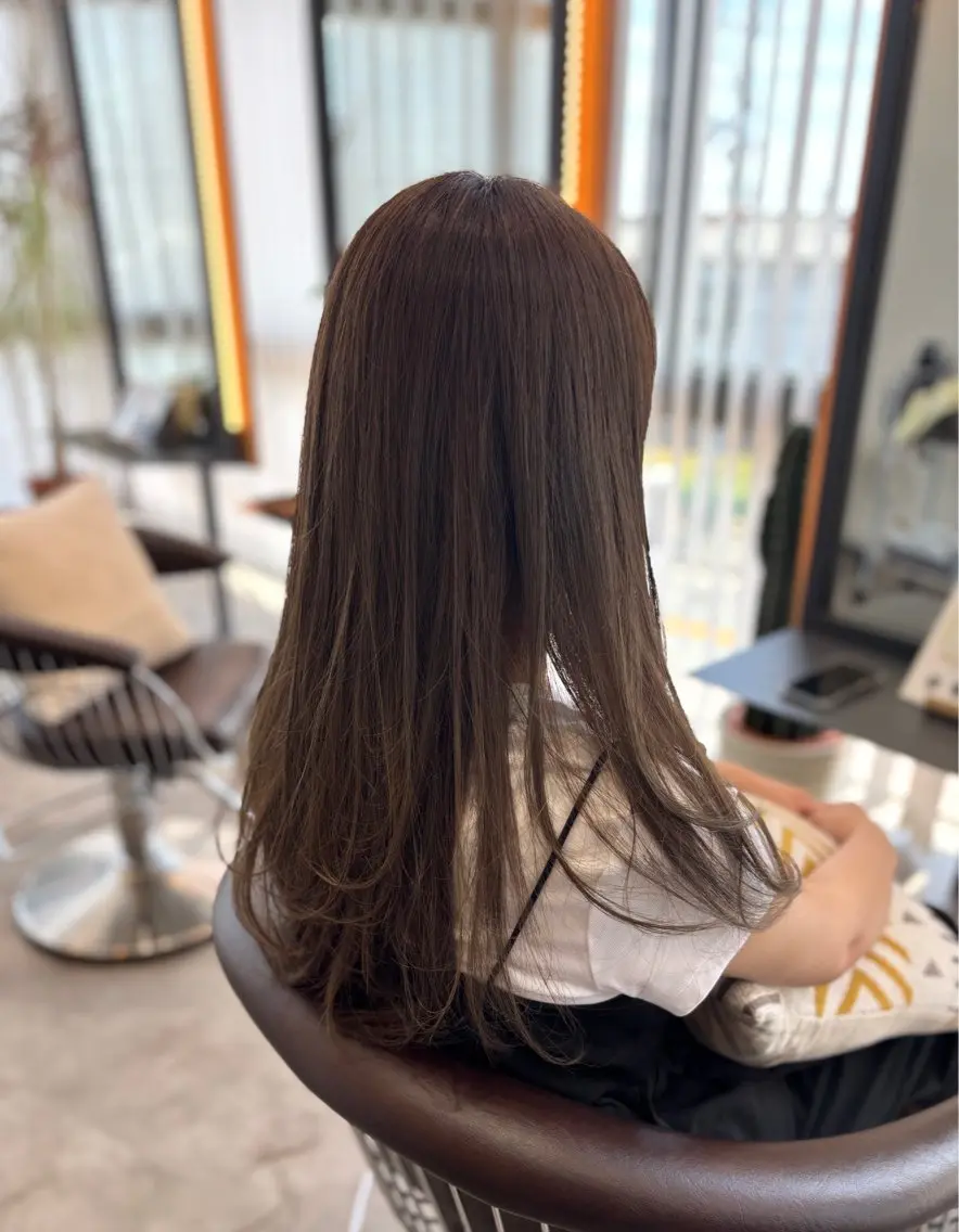 ロング カット ヘアカラー トリートメント ヘッドスパ 酸性ストレート/ブリ ーチなしWカラー河本のヘアスタイル