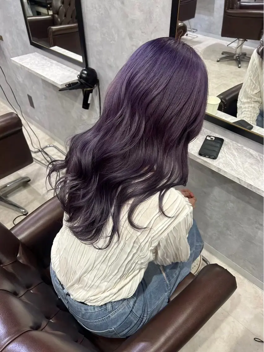 ロング カラー パープルカラー ヘアカラー ハイトーン/🫧 トレンドカラー/あやのヘアスタイル