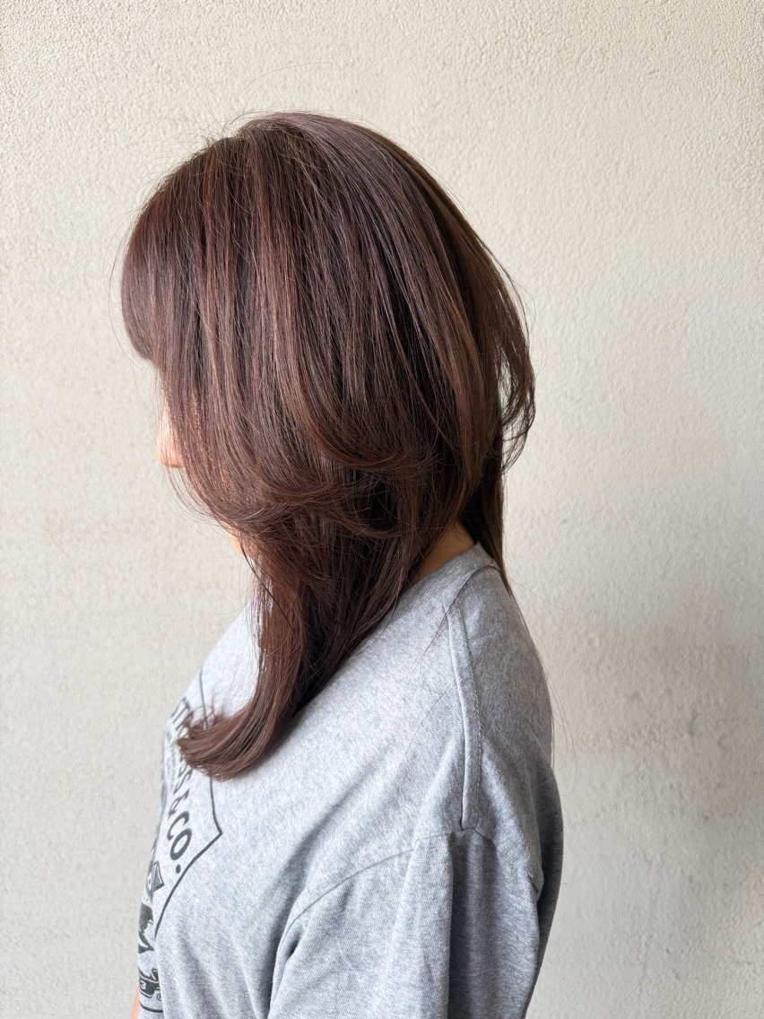 ロング レイヤーカット カット ヘアカラー トリートメント 水口 由花のヘアスタイル