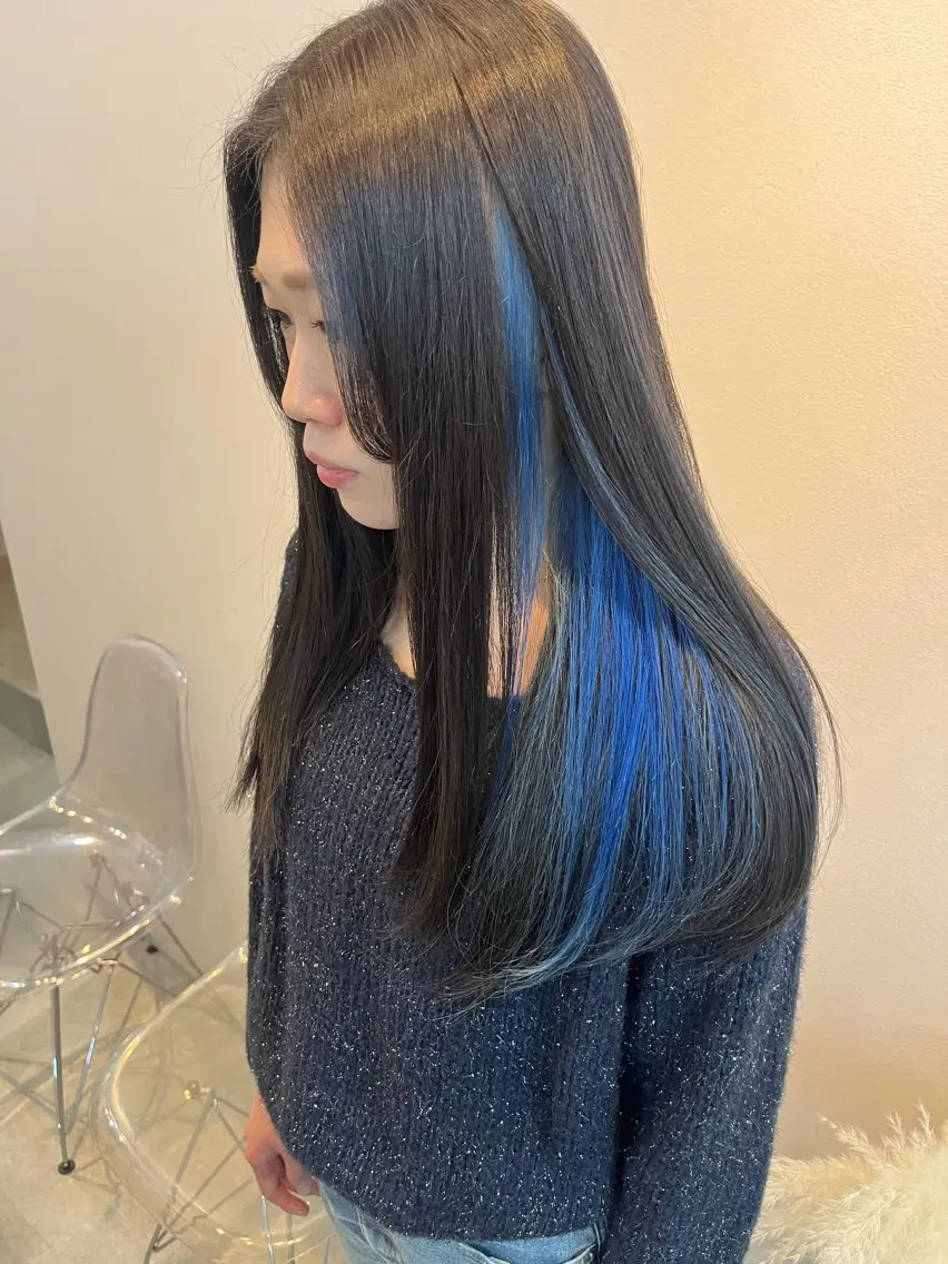 ロング カラー ブルーカラー インナーカラー ALLEN🫧梅田 /Aki/店長のヘアスタイル