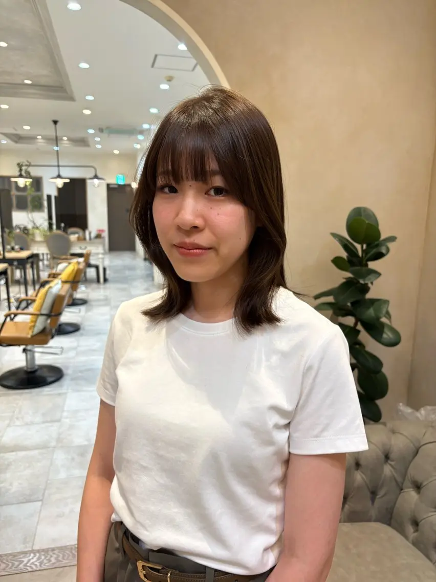 ミディアム くびれヘア あべ えみのヘアスタイル