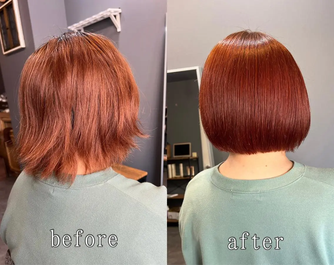 ショート カラー ボブ カット ヘアカラー トリートメント ヘッドスパ *くせ毛に特化* 【yun】のヘアスタイル