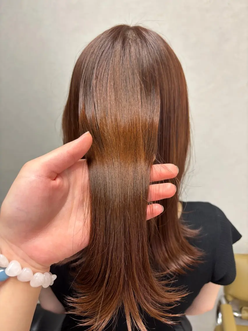 🍊🧡Orange系【ブリーチなしワンカラー🧡🍊➕トリートメント】の写真