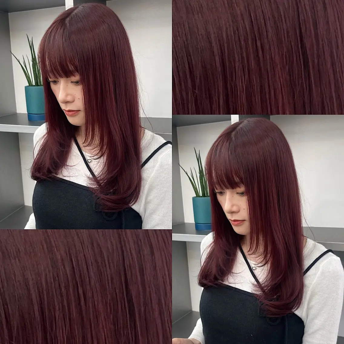 ミディアム カラー レッドカラー ヘアカラー トリートメント 🍒暖色✖️レイヤー ／Haruna🍒のヘアスタイル