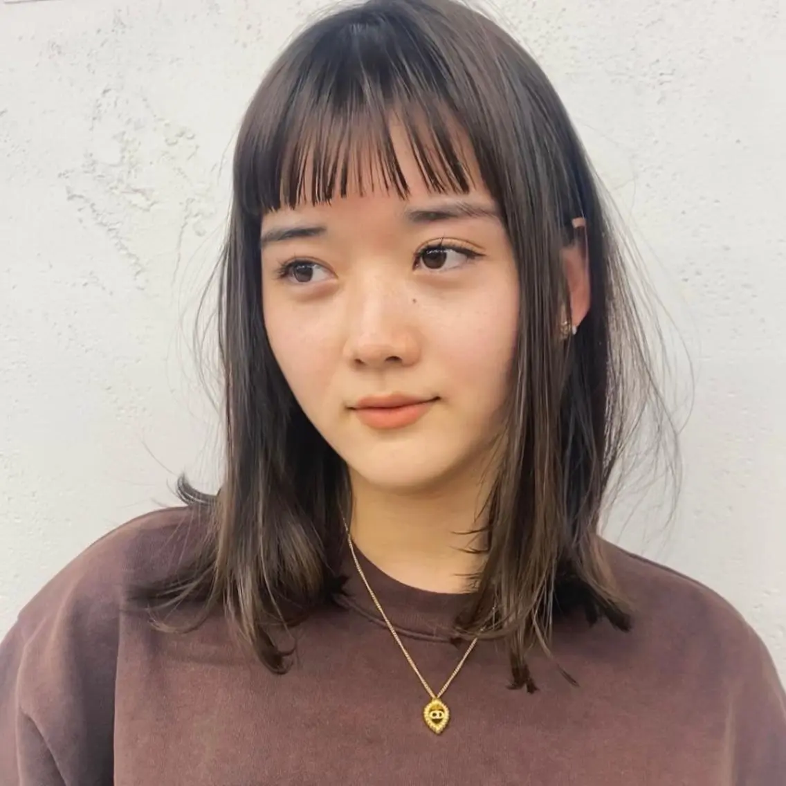 ミディアム オン眉 大石 沙季のヘアスタイル