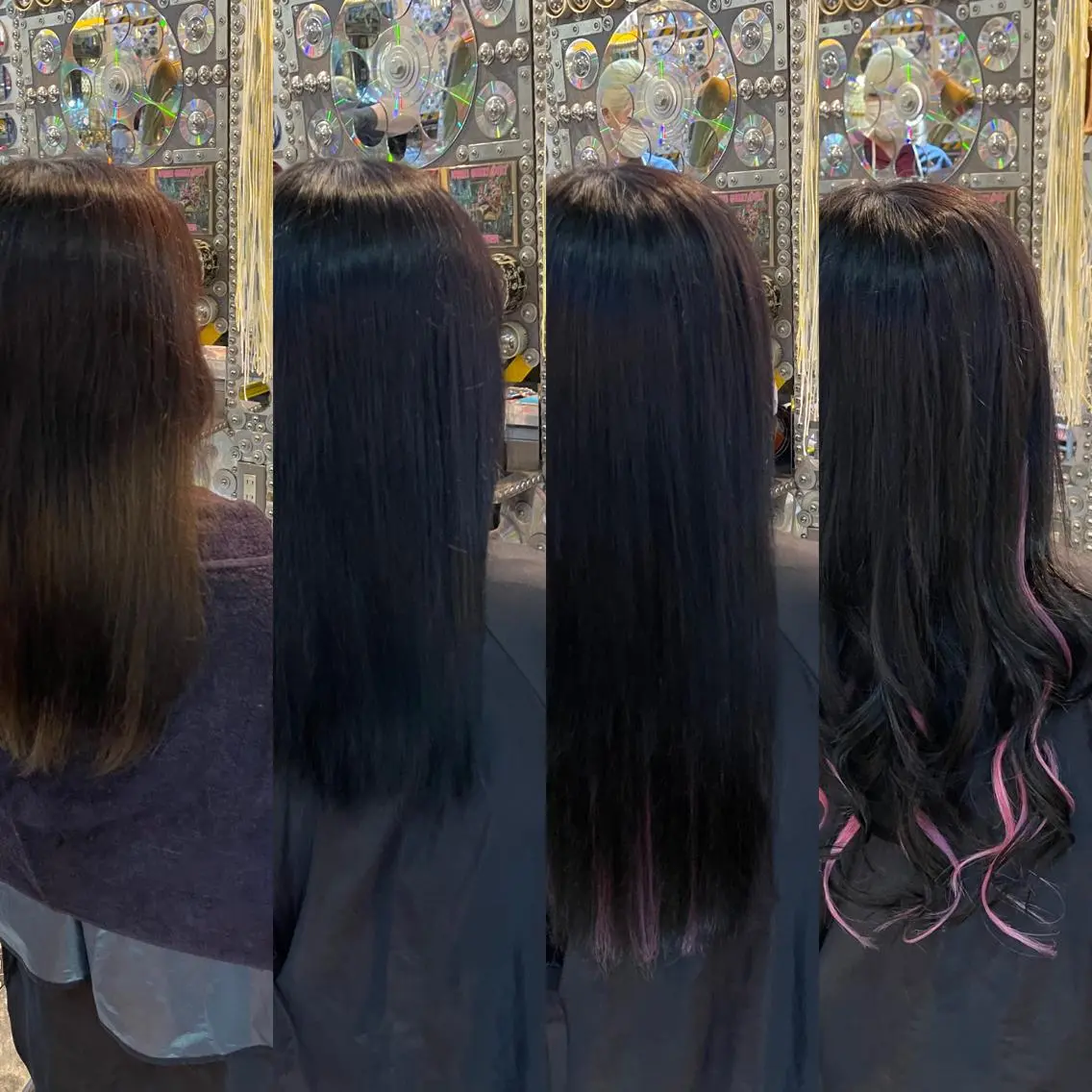 ロング カラー ヘアアレンジ 編み込みエクステ ピンクカラー エクステ ロング 🌈派手髪エクステ ブレイズ🌈ひろとのヘアスタイル