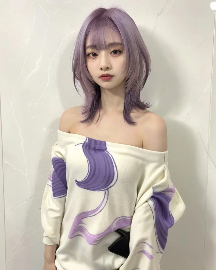 ロング カット ヘアカラー Rin♡透明感ピンク 🎀白肌ラベンダーのヘアスタイル
