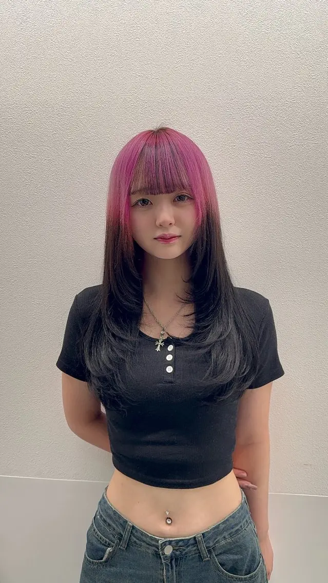 ロング ヘアアレンジ ウルフカット×ハイ トーン職人🤍ゆうひのヘアスタイル