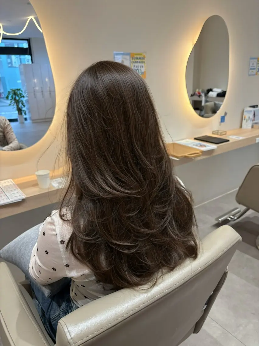 ロング カラー グレージュ オリーブグレージュ オリーブグレー レイヤーカット カット ヘアカラー レイヤー/メンズ /パーマ/佐藤のヘアスタイル