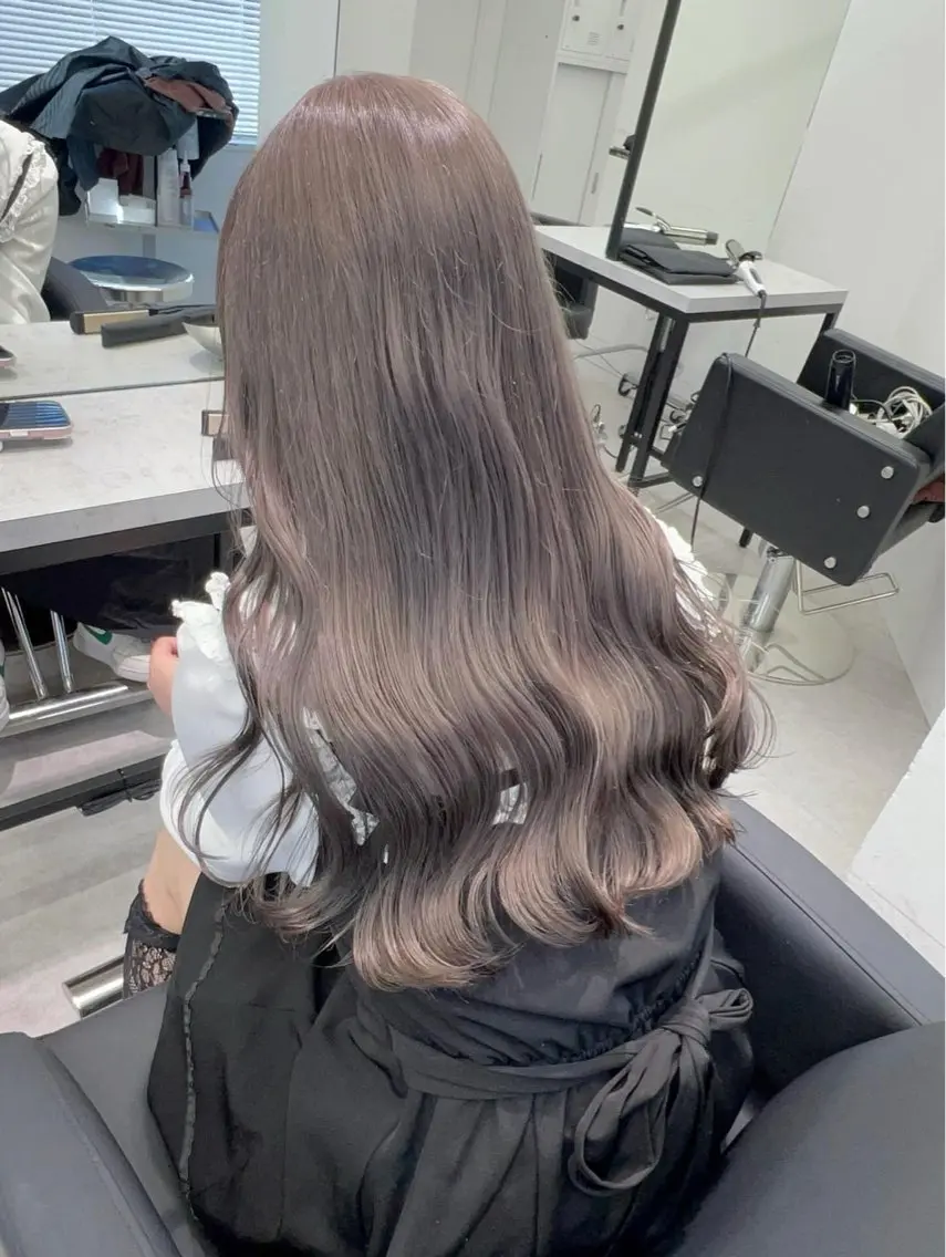 ロング カラー アッシュ ベージュカラー ブリーチ ブロンド ブロンドベージュ 💍モテる艶髪 透明感カラー💖のヘアスタイル