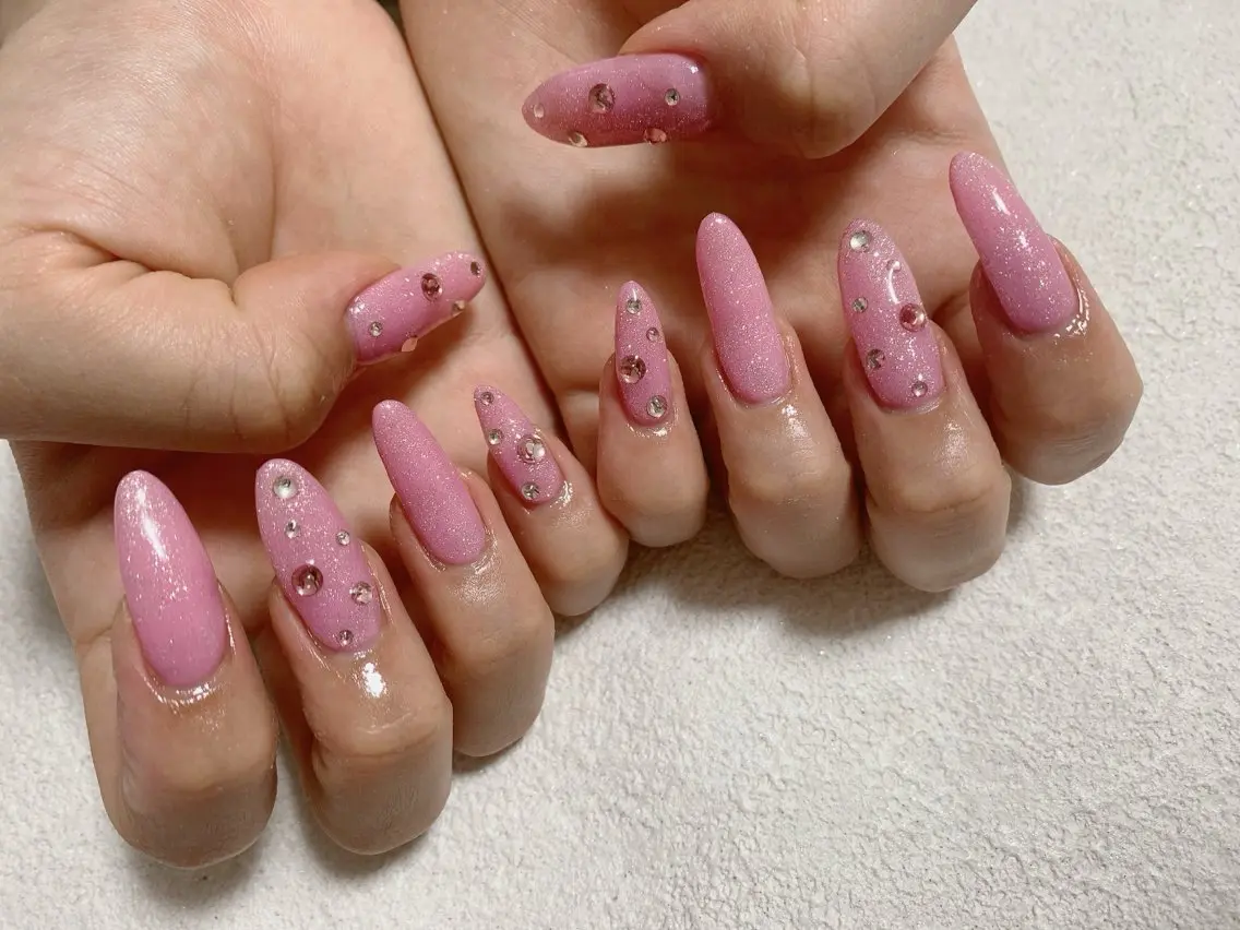 ネイル ジェルネイル メンズネイル ワンカラーネイル パラジェル ピンク kiki nail たまプラーザのネイルデザイン