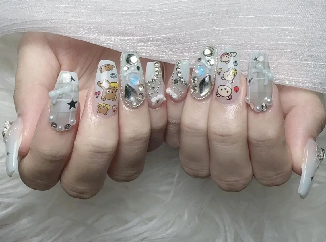 ネイル 成人式 ジェルネイル マグネットネイル 大理石ネイル(マーブル) 持ち込み ハンドネイル K.bi_nail ネイル長さ出し専門店のネイルデザイン