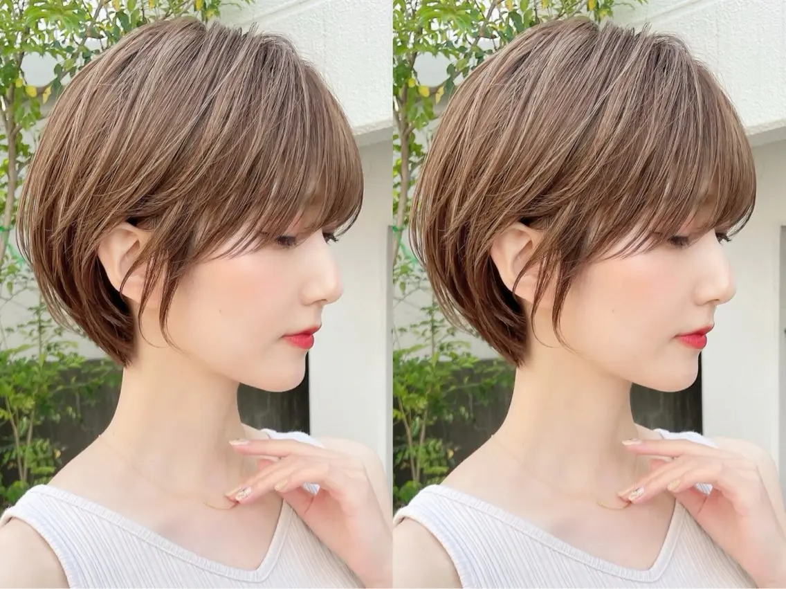ショート じょー／ボブ カット/白髪ぼかしのヘアスタイル