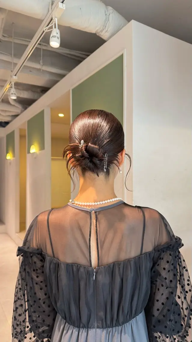 ミディアム ヘアアレンジ ボブ ヘアセット 杉田 茉優のヘアスタイル