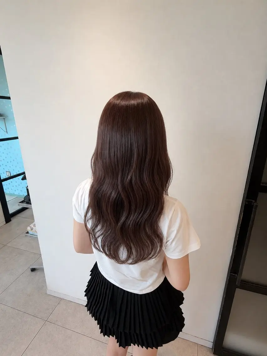 ロング ヘアカラー トリートメント 安藤 美夢のヘアスタイル