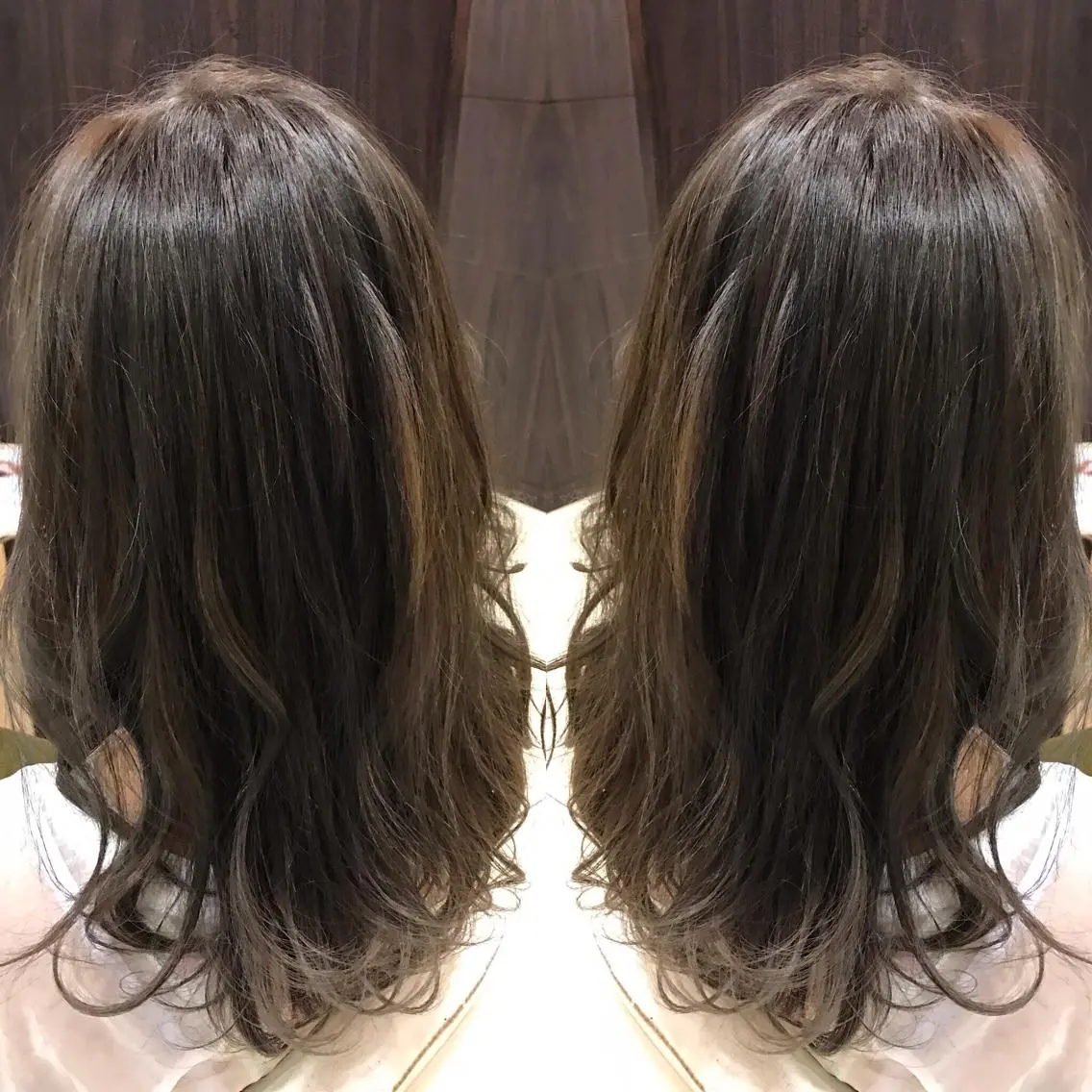 セミロング カラー 透明感カラー グラデーションカラー ハイライトカラー ハイライト Oopsレイヤー 加藤澄都のヘアスタイル