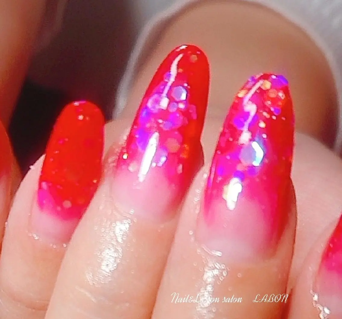 ネイル キラキラネイル ラメ(グリッター) スカルプネイル Nail salon LABONのネイルデザイン