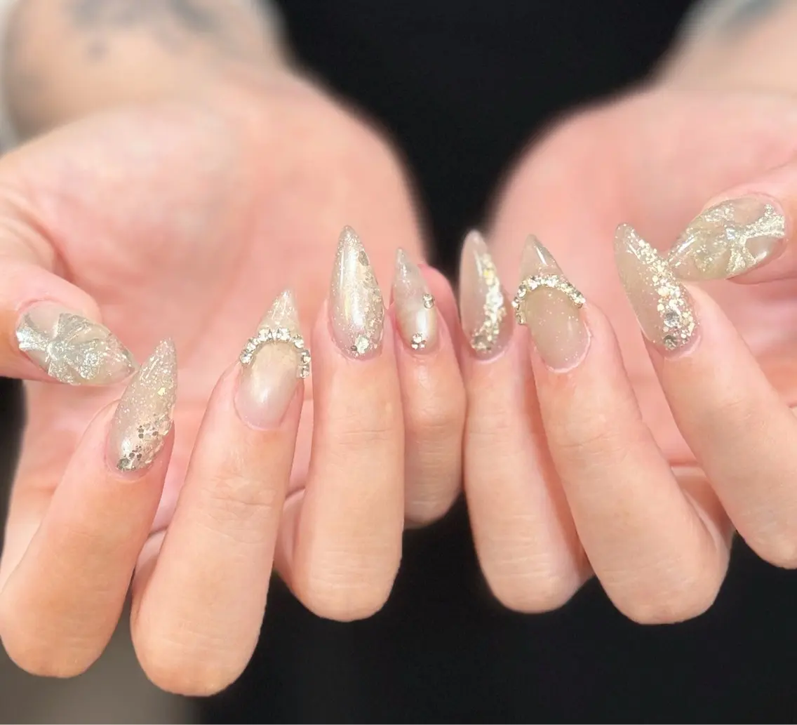ネイル アートネイル 長さ出し ジェルネイル ホログラムネイル メンズネイル ハンドネイル MIMnail メンズネイリストのネイルデザイン