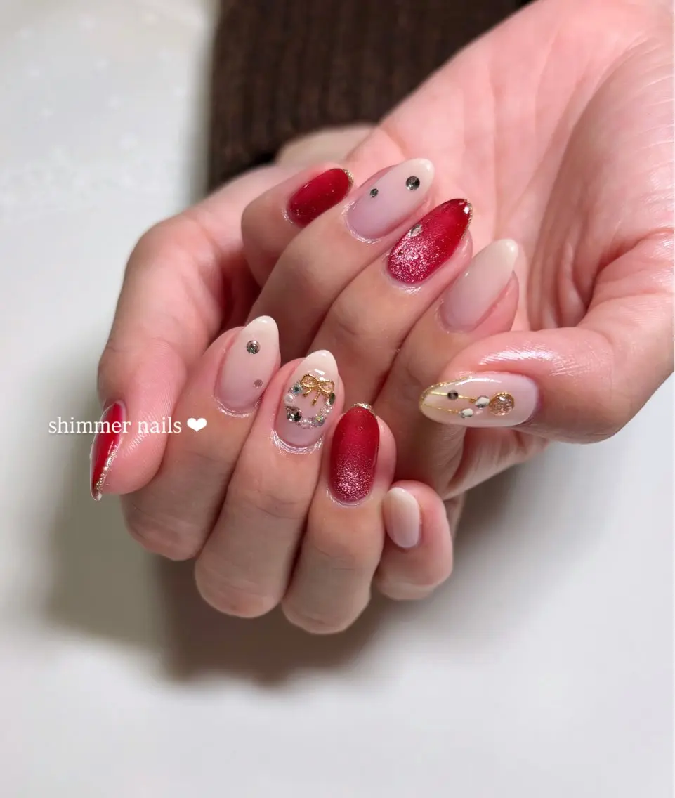 ネイル 冬ネイル クリスマス shimmer nailsのネイルデザイン