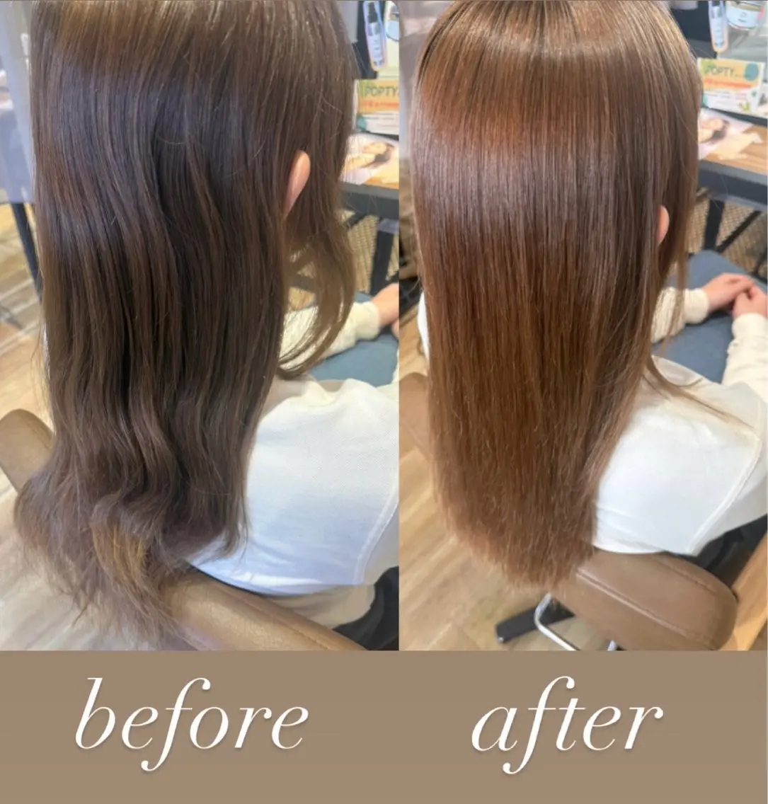 ロング フジイイブキ 髪質改善カラーのヘアスタイル