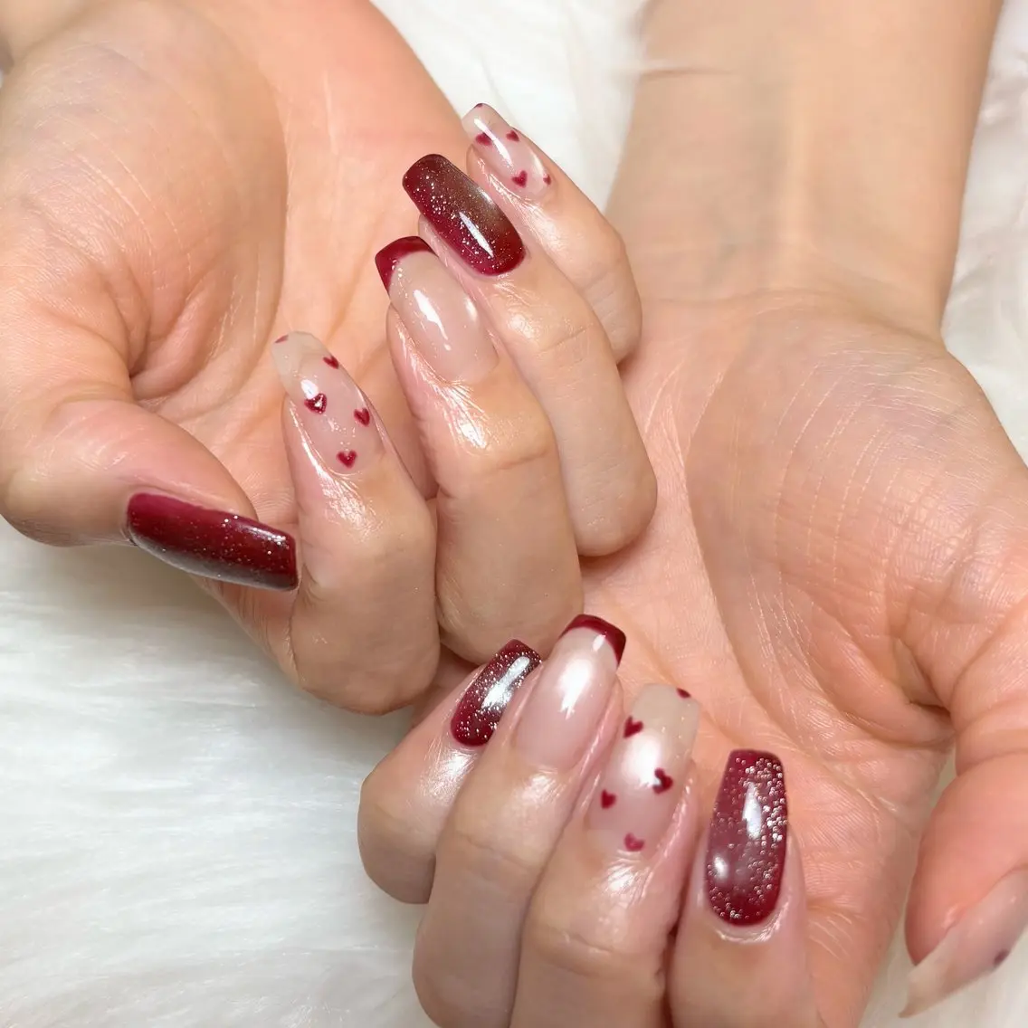 ネイル ドット フレンチネイル ハート キラキラネイル マグネットネイル ハンドネイル Lima 優菜のネイルデザイン
