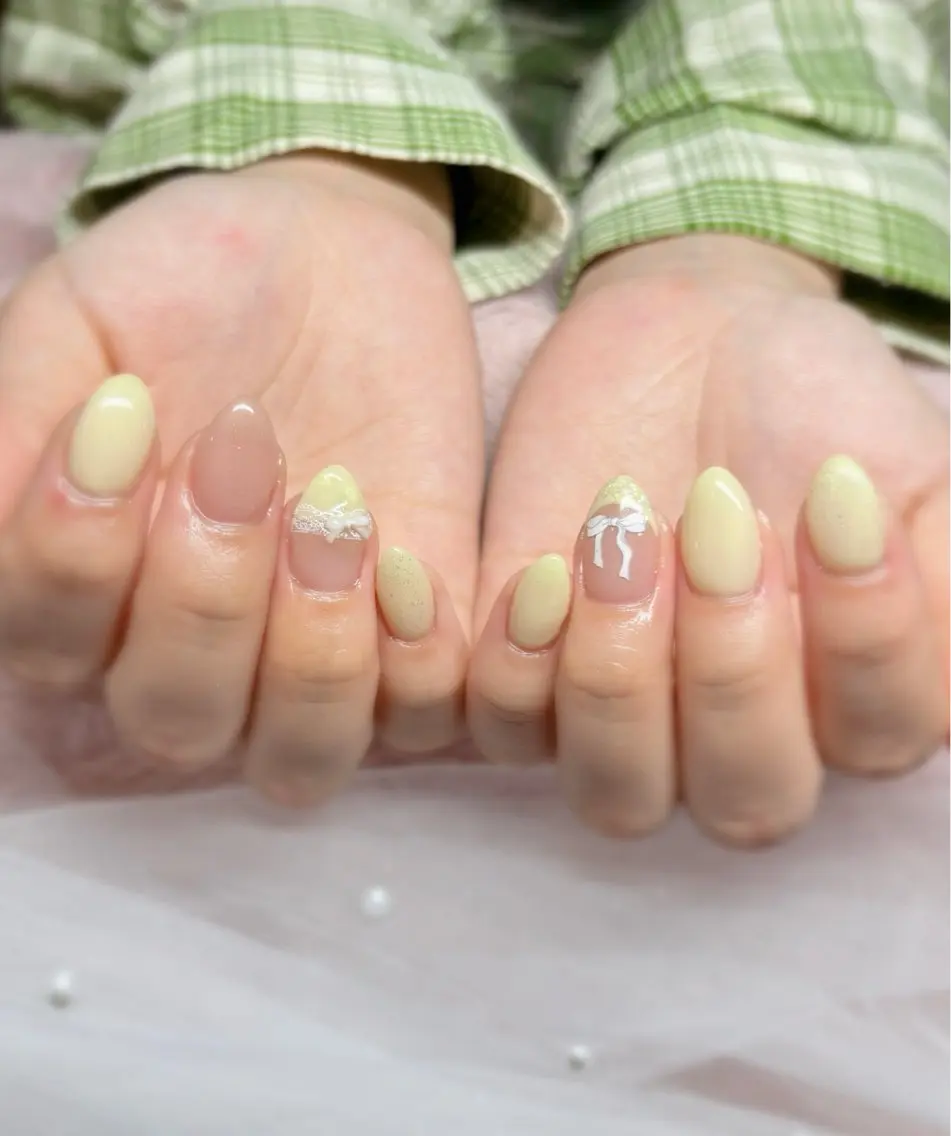 🌸初夏キラキラ🎀🧸2本アート🤍<オフあり>の写真