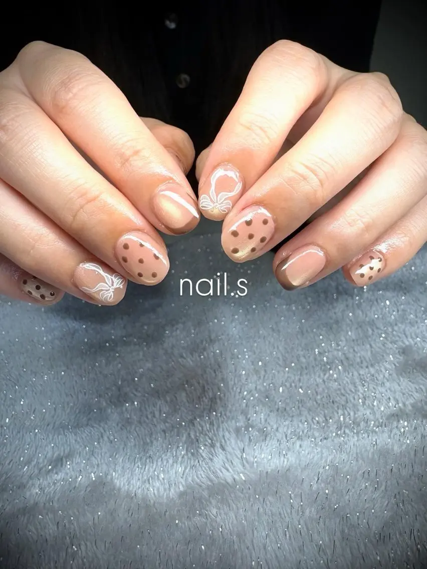 ネイル ドット フレンチネイル マグネットネイル ピンク ピンクベージュ ハンドネイル nail.s misatoのネイルデザイン