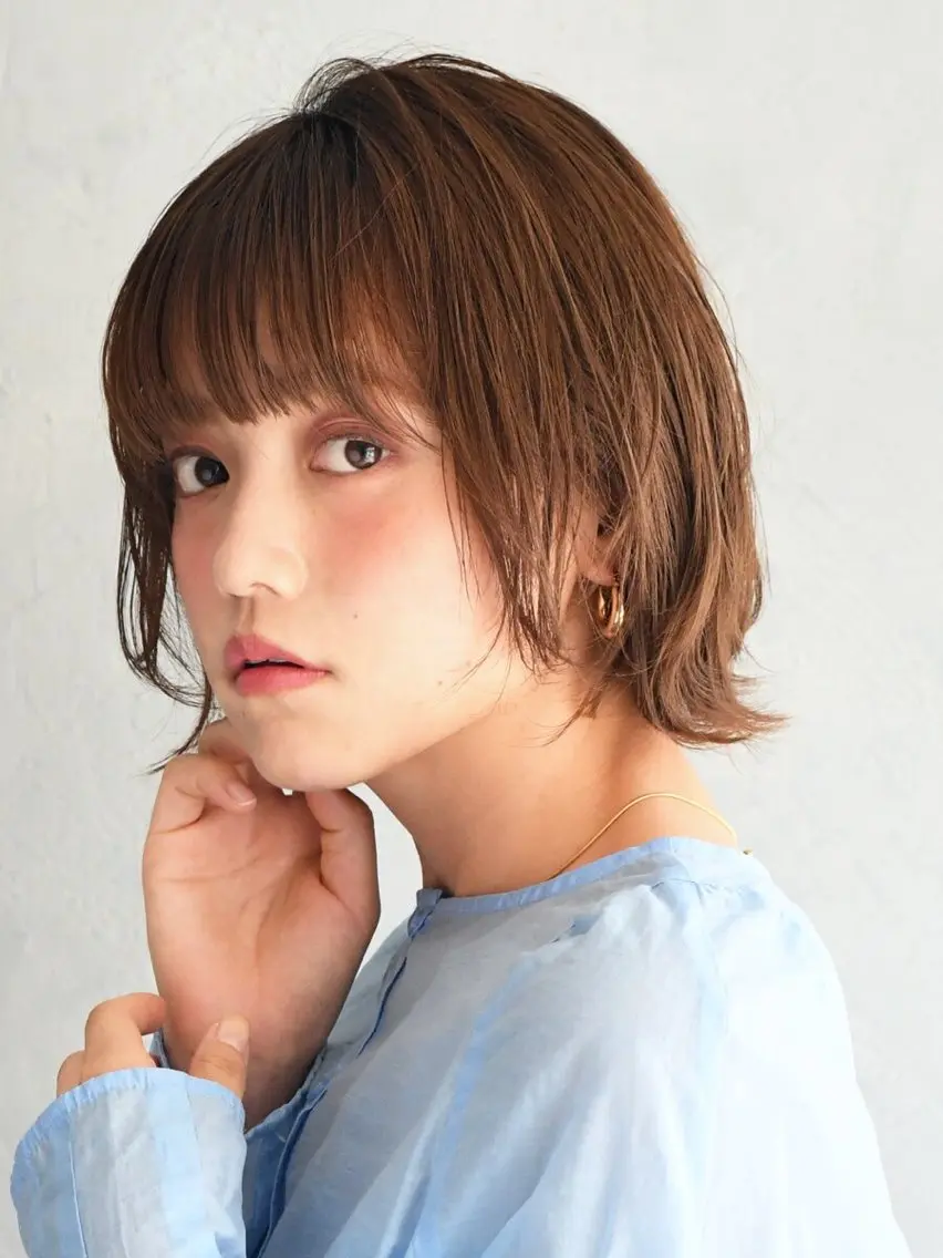 ショート カラー パーマ 丸みショート ボブ ショートヘア 小顔カット 縮毛矯正 💎ハイライトカラー /髪質改善カラー💎のヘアスタイル