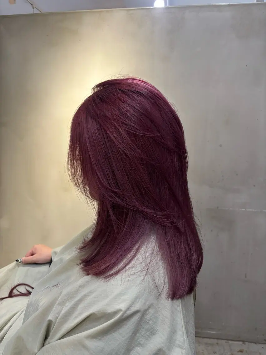 ミディアム カラー ブリーチ ピンクカラー レッドカラー ヘアカラー 中園康 /カラー/ブリーチのヘアスタイル