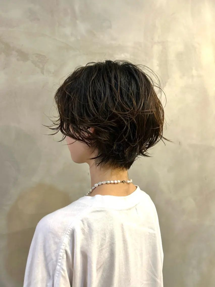 ショート カラー パーマ ショートヘア ニュアンスパーマ カット ヘアカラー パーマ トリートメント 🌿ボブ パーマ高橋啓太🌿のヘアスタイル