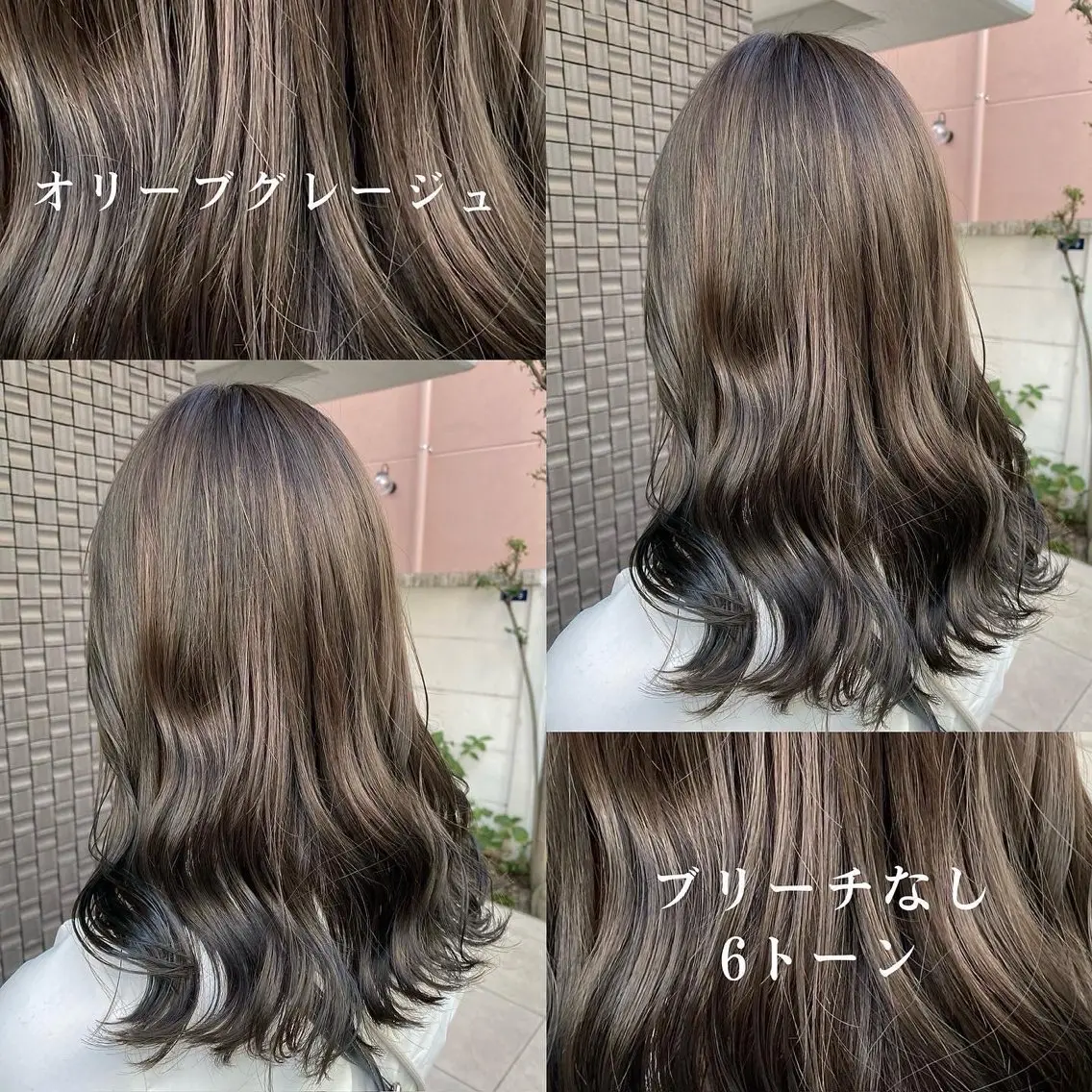 ミディアム カラー グレージュ オリーブグレージュ オリーブグレー ヘアカラー トリートメント グレージュ/レイヤー /韓国ヘア/RISAのヘアスタイル