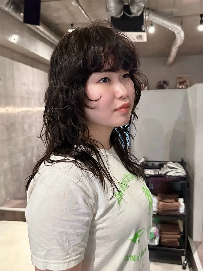 セミロング カット パーマ トリートメント 前野 日奈のヘアスタイル