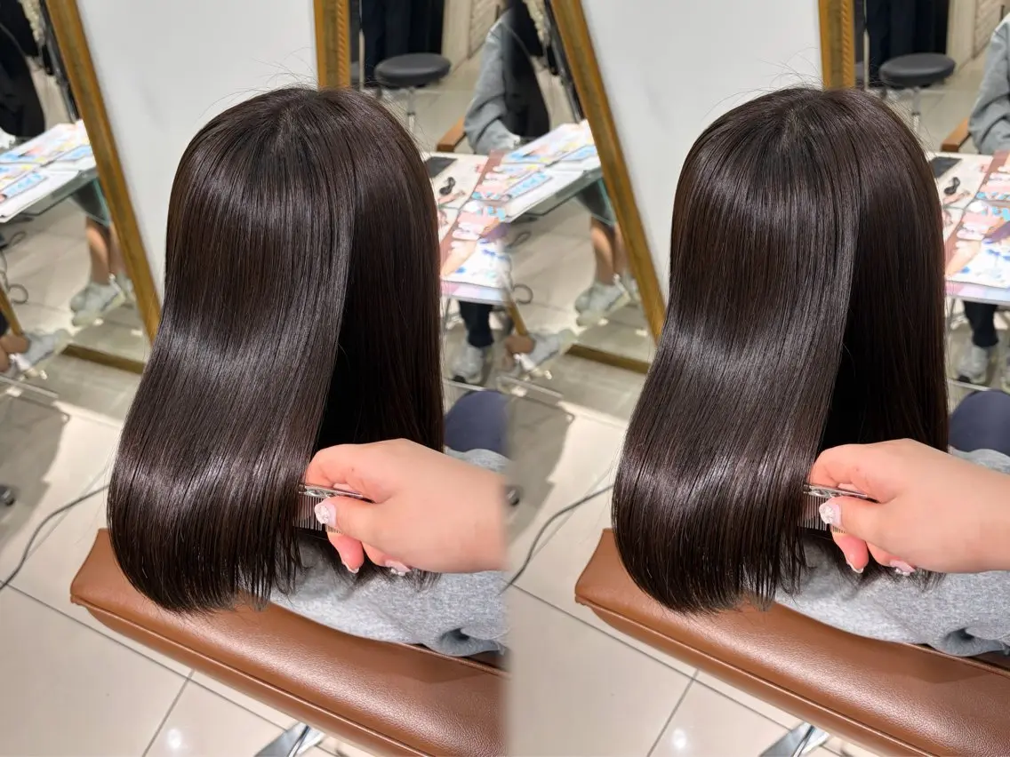 ミディアム 縮毛矯正 縮毛矯正 巻ける🫧縮毛矯正 💞はな🎀のヘアスタイル