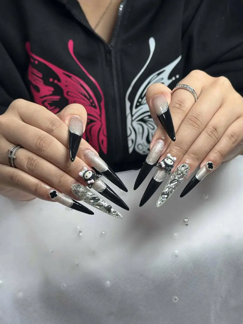 ネイル フレンチネイル ジェルネイル ハロウィン 韓国ネイル マグネットネイル ハンドネイル Hbaby nailのネイルデザイン