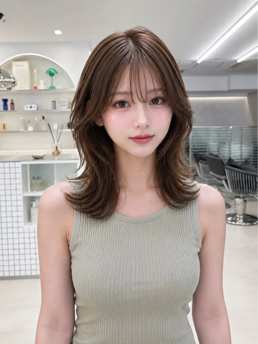 ミディアム 中野 茉莉のヘアスタイル