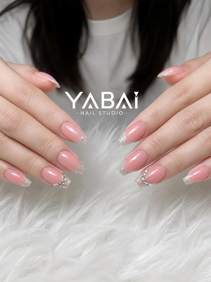 ネイル フレンチネイル キラキラネイル ラメ(グリッター) ピンク シルバー YABAI NailStudioのネイルデザイン