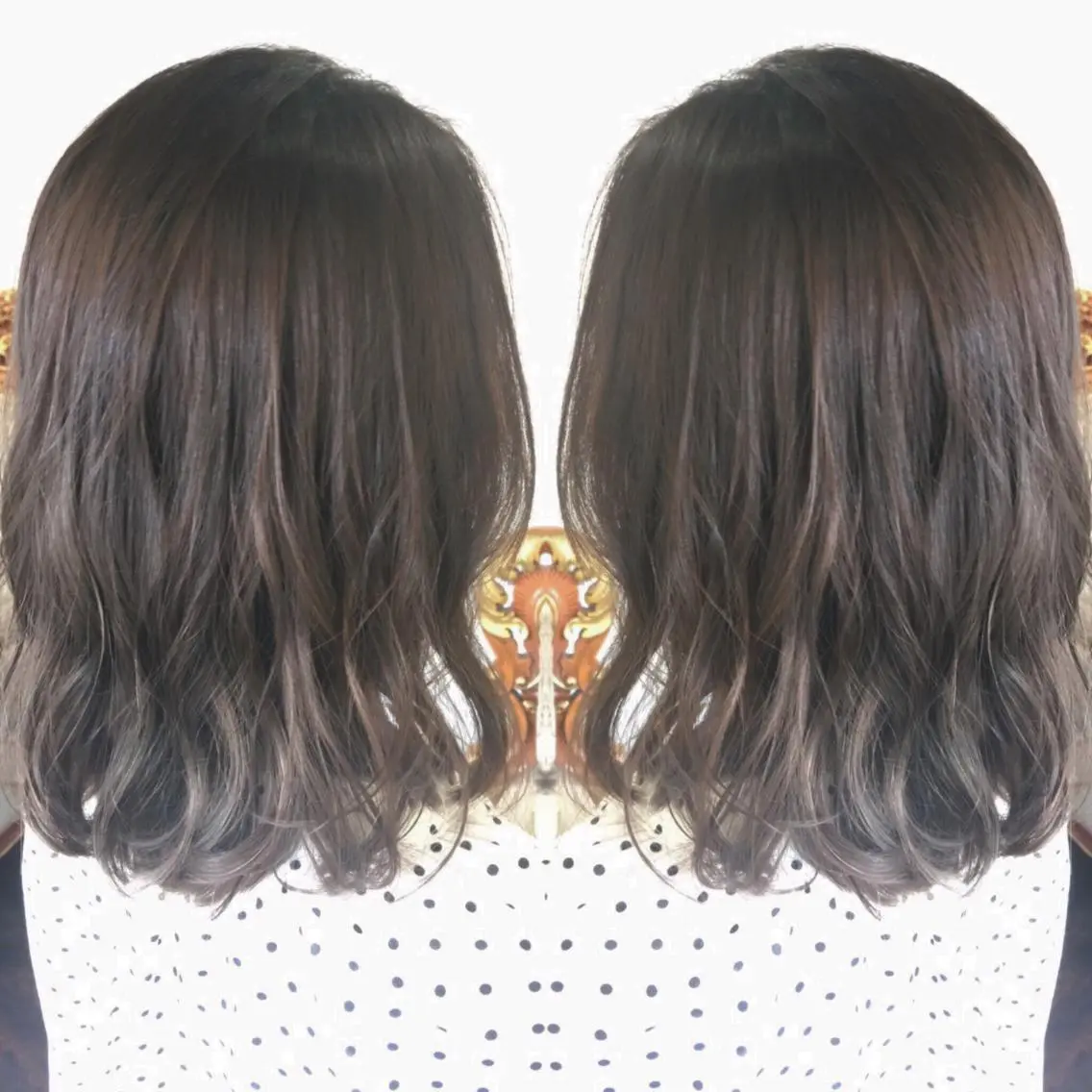 ミディアム カラー パーマ ヘアアレンジ アッシュ ベージュカラー エグチ アキラのヘアスタイル
