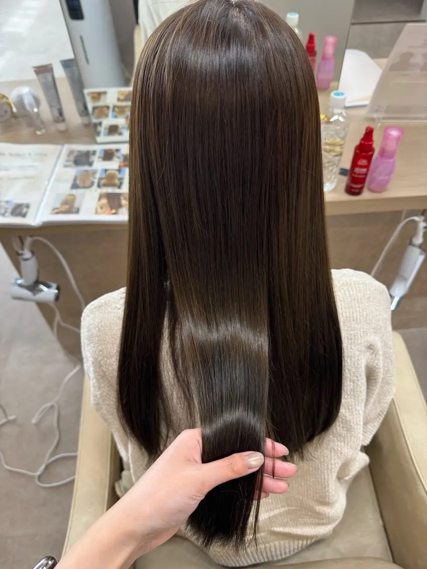 ロング カット ヘアカラー トリートメント ともか/美髪透明感 カラー/顔周りカットのヘアスタイル