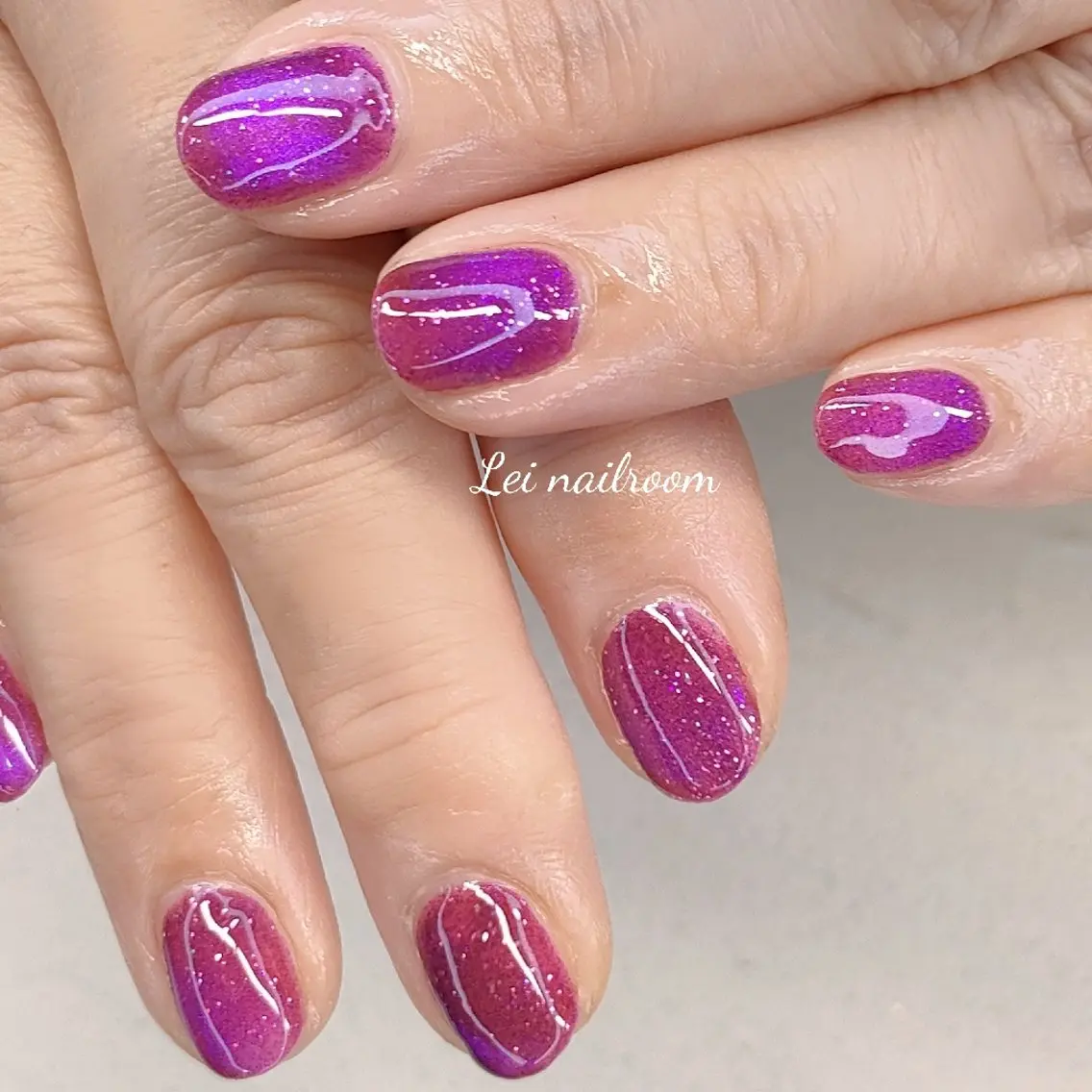 ネイル ブルー マグネットネイル パープル ハンドネイル lei🌼 nailroomのネイルデザイン