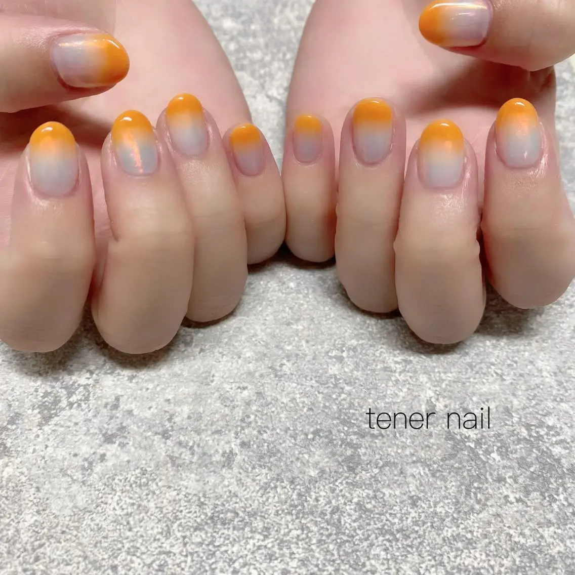ネイル オーロラネイル オレンジ テネルネイル tener nailのネイルデザイン