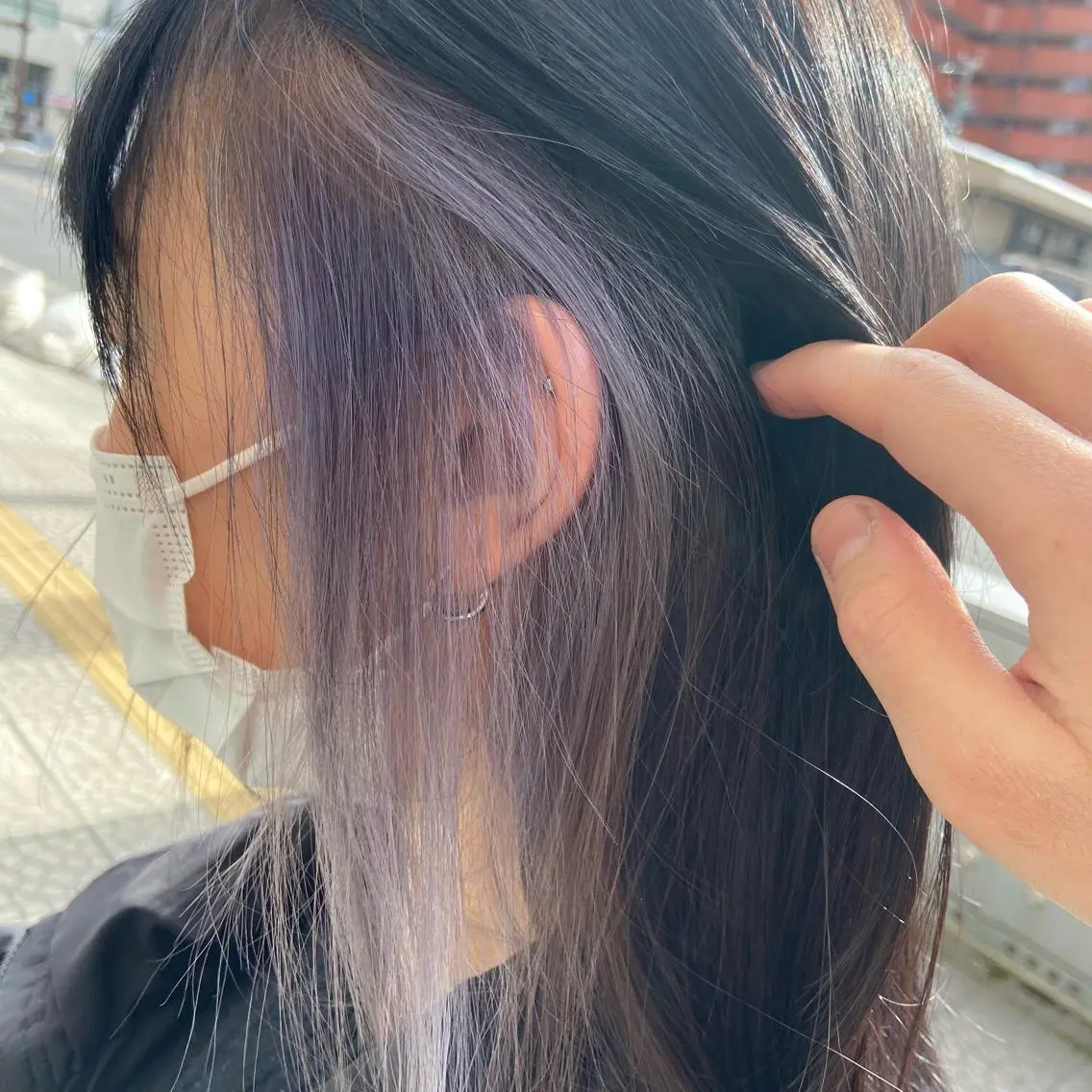 ミディアム カラー ブリーチ 💜推しインナー カラー/菊池柊真💜のヘアスタイル