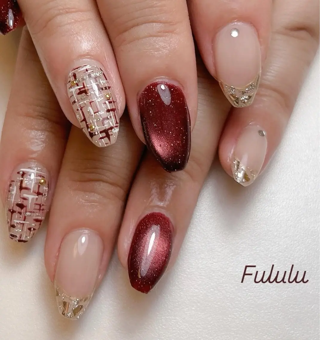 ネイル フレンチネイル マグネットネイル マグネットフレンチ Fululu nailのネイルデザイン