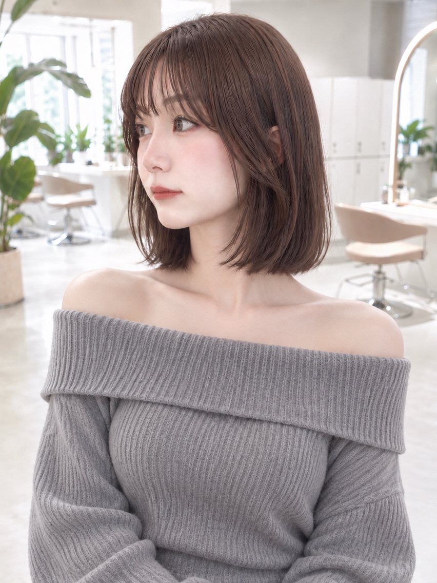 ミディアム カラー カット ヘアカラー トリートメント moeka レイヤー /艶カラー/韓国のヘアスタイル