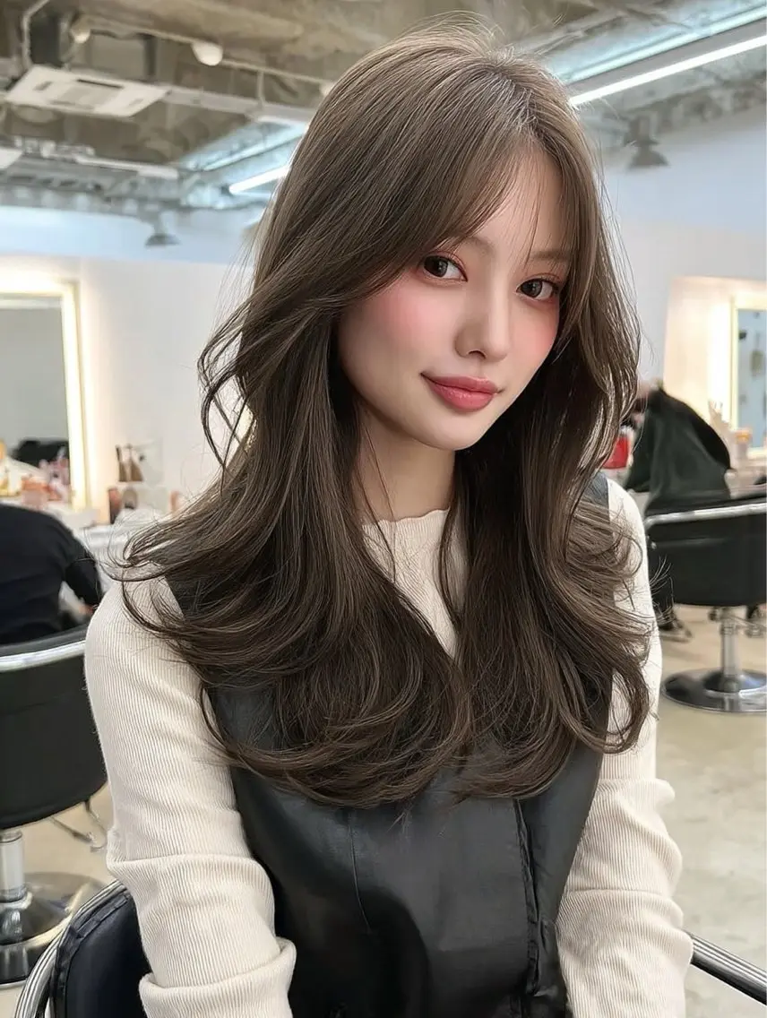 ロング カラー カット ヘアカラー トリートメント ✂️垢抜け/トレンド レイヤー/韓国/IRのヘアスタイル