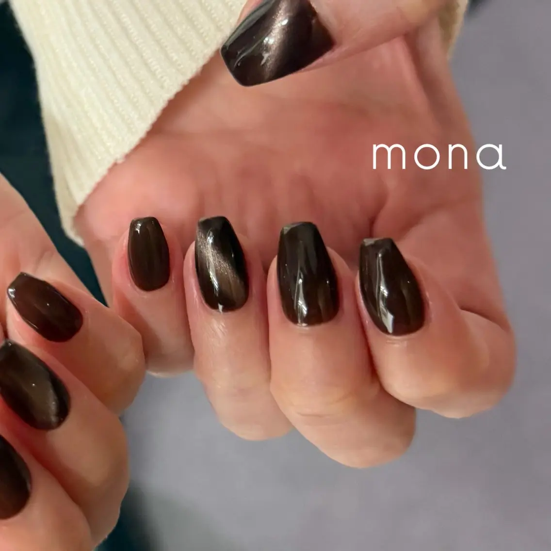ネイル ブラウン マグネットネイル mona Maiのネイルデザイン