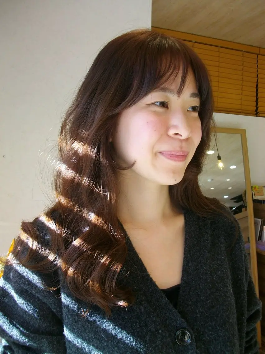 ロング 顔周りカット トリートメント パーマ ダブルカラー 海外風/nanamiのヘアスタイル