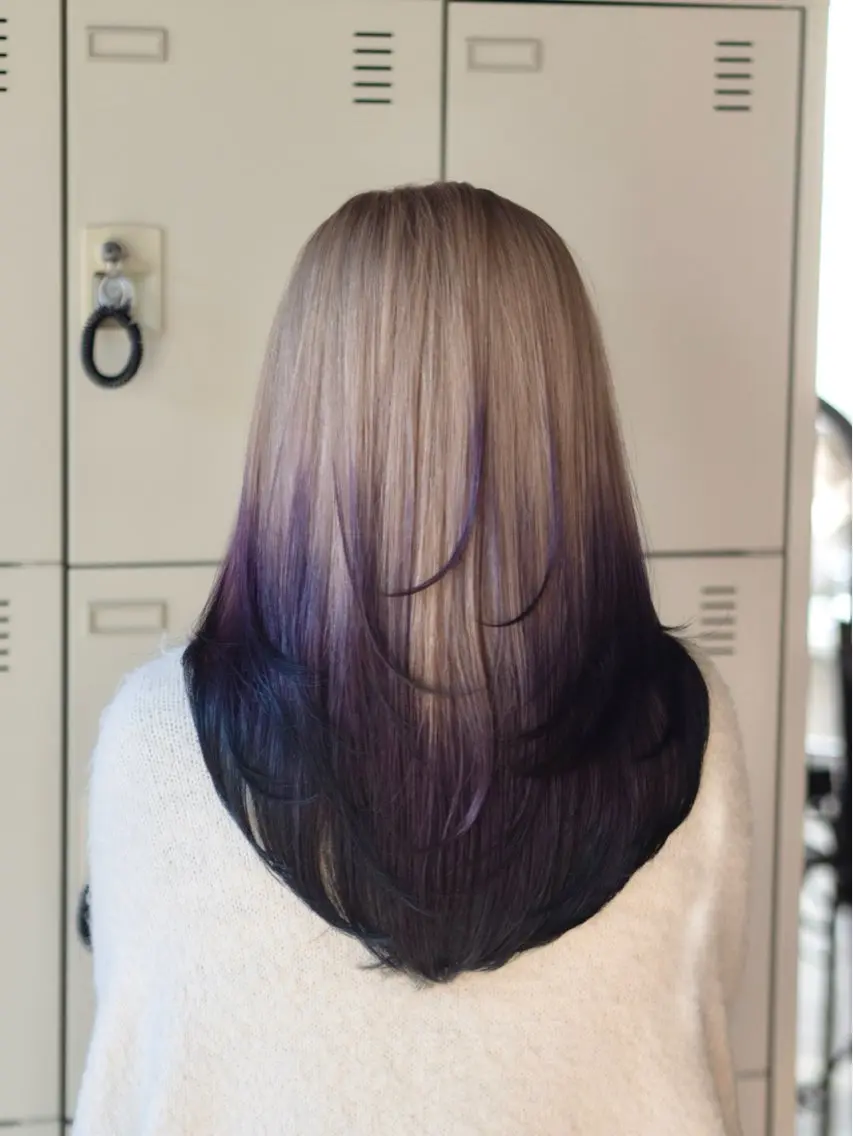 カラー ブリーチ ダブルカラー ブリーチなしカラー ヘアカラー ウルフ/レイヤー/ ブリーチカラーのヘアスタイル