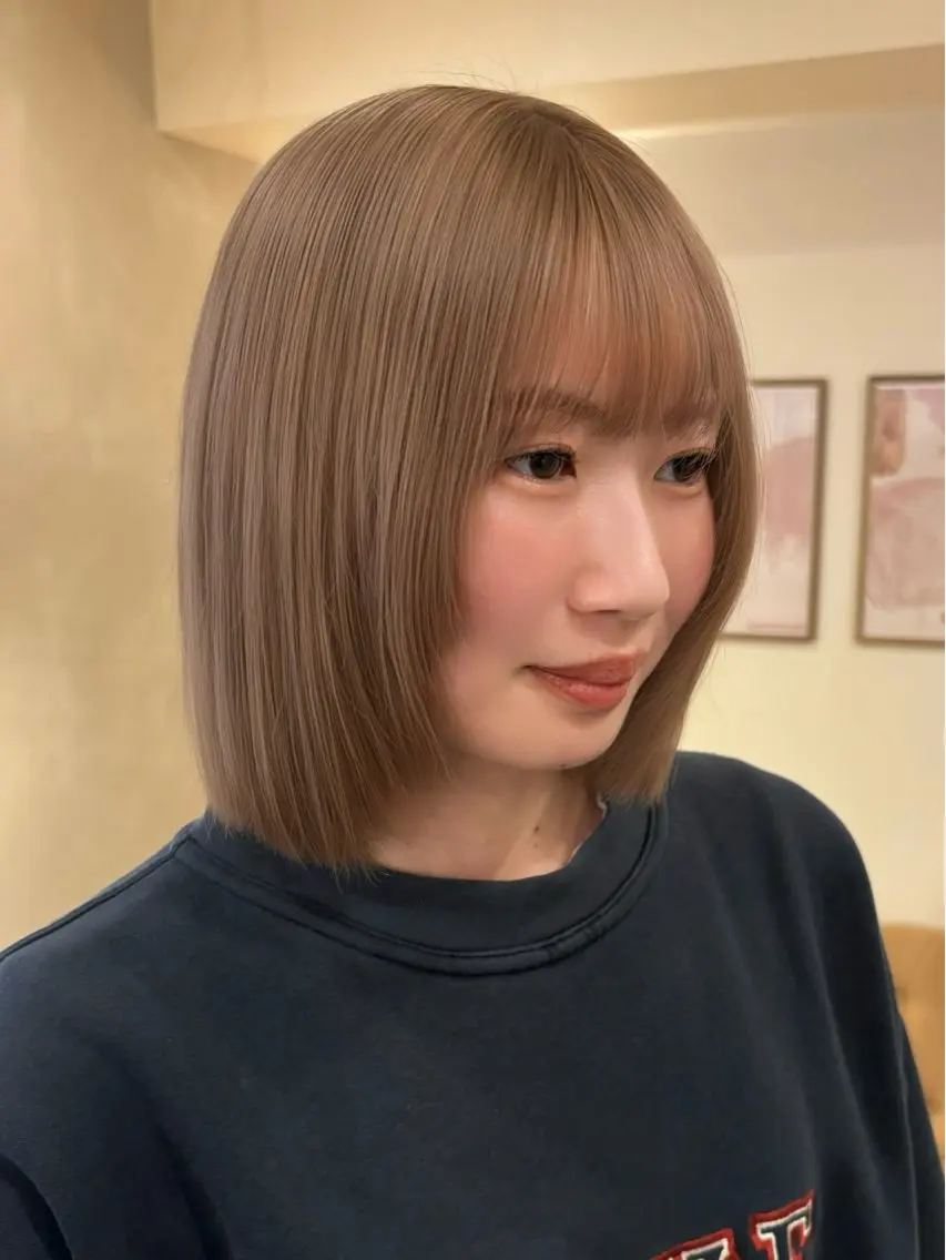 ミディアム カラー カット ヘアカラー トリートメント ミルクティー/ レイヤー/yuriaのヘアスタイル